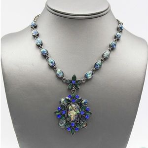 Blue Crystal Pave Necklace